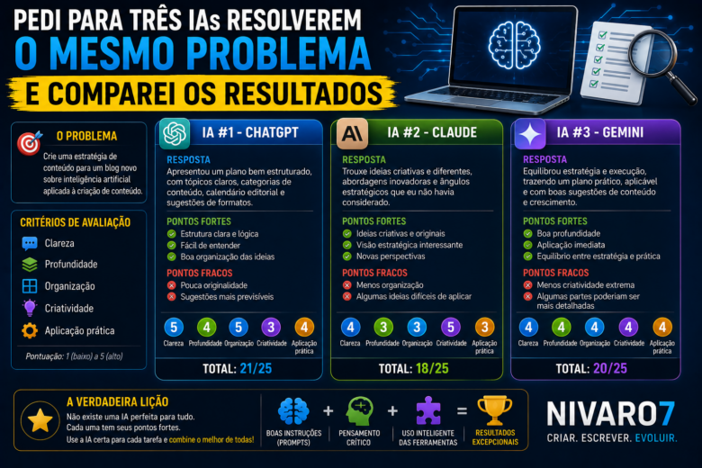 Pedi para três IAs resolverem o mesmo problema e comparei os resultados 4 Comparacao de respostas das IAs