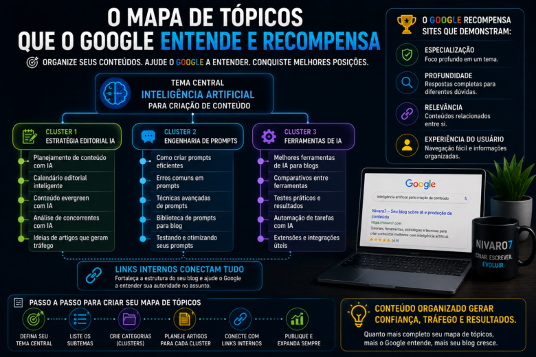 O mapa de tópicos que o Google entende e recompensa 2 Mapa de topicos para SEO inteligente